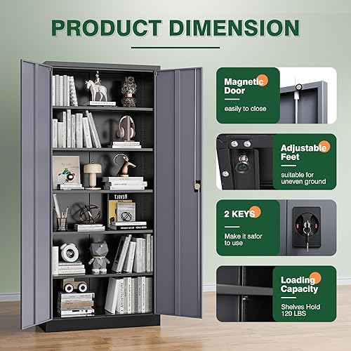 Miniatura 6 de Letaya Armarios de almacenamiento de metal para garaje con puerta de bloqueo y estantes ajustables, gabinetes de herramientas de acero para el