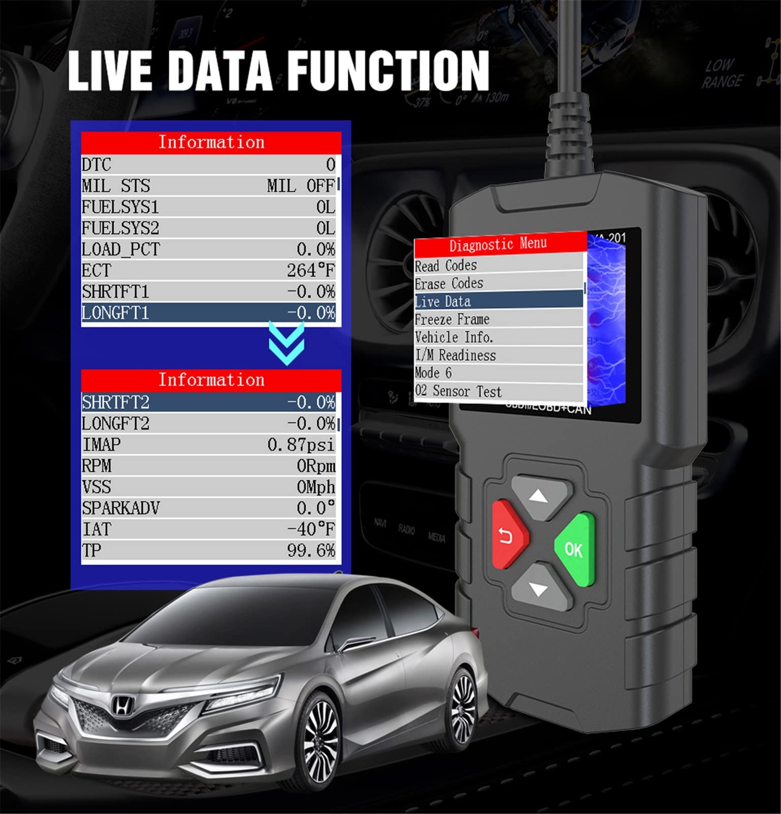 Lecteur De Code OBD2 Scanner Automobile Professionnel Multilingue pour Outils De Diagnostic De Moteur De Voiture YA201