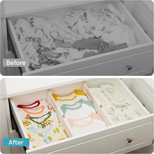 Miniatura 5 de Vtopmart Separadores de cajones para ropa, paquete de 6, ajustables de 4 pulgadas de alto expandibles de 11.6 a 17 pulgadas, organizador de cajones