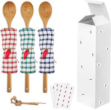 3 Pcs Chili Cook Off Wooden Spoon Golden Award Trophy Spoon Prizes Exqusite Gift Wooden Spoon Spoon Chili Contest Serving Spoon Gift for 1st 2nd 3rd Cooking Competition Award