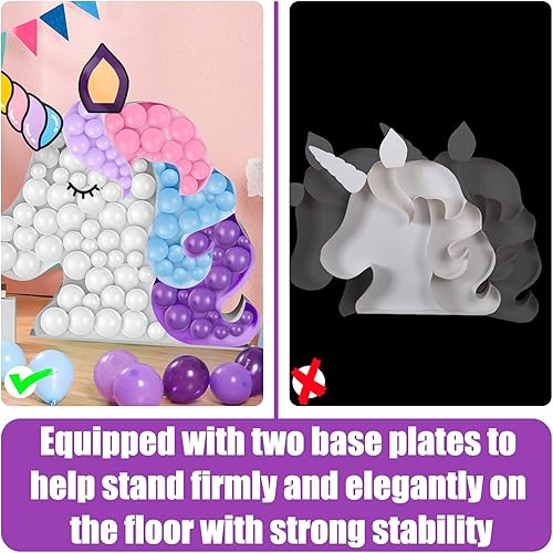 Miniatura 6 de Beeveer Marco de globos de unicornio grande de 3.8 pies, kit precortado de carpa de unicornio grande para globos, flores, cumpleaños, baby shower,