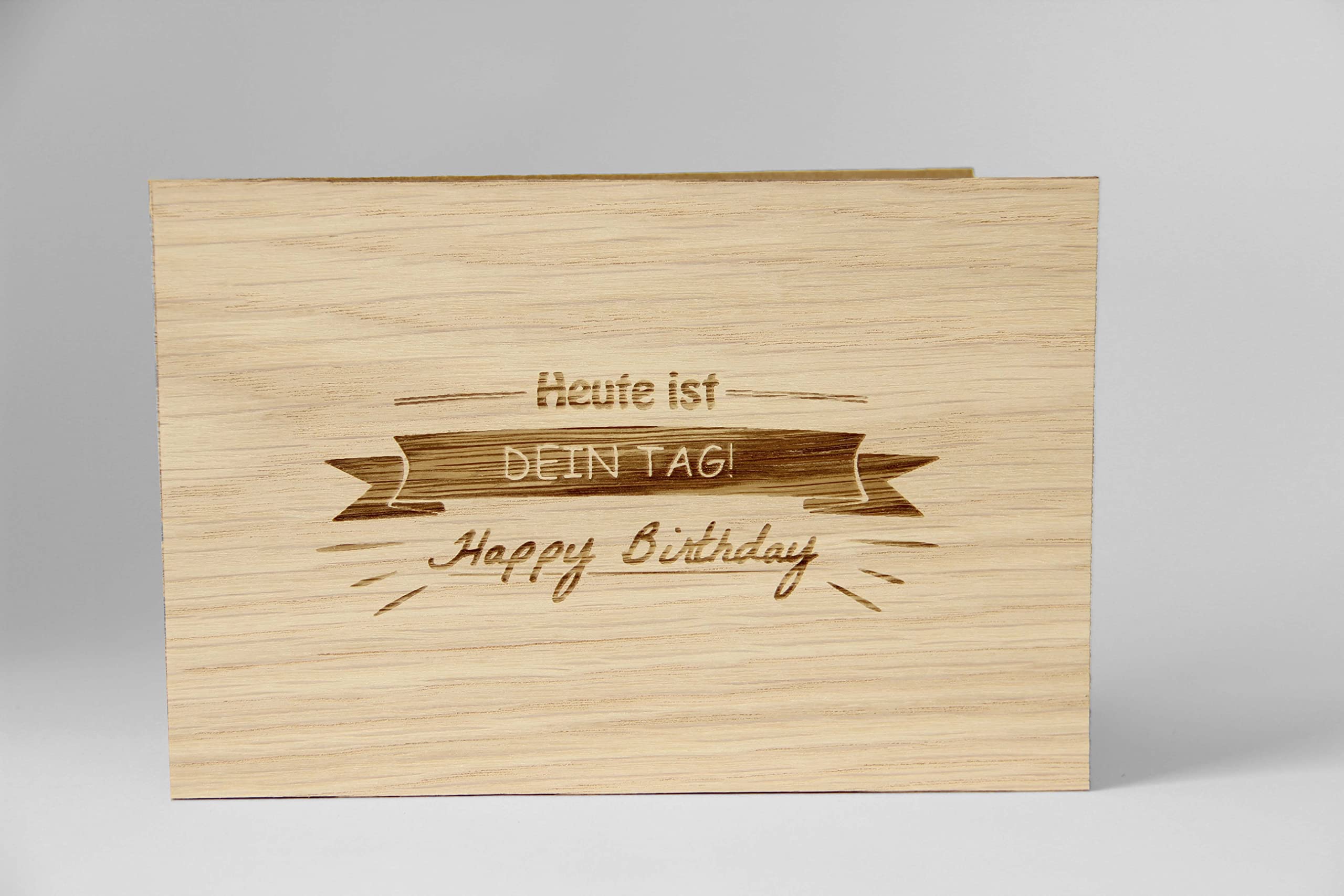 Holzgrusskarten Grazie 100% fatto a mano in Austria, realizzato in legno di quercia, biglietto di auguri