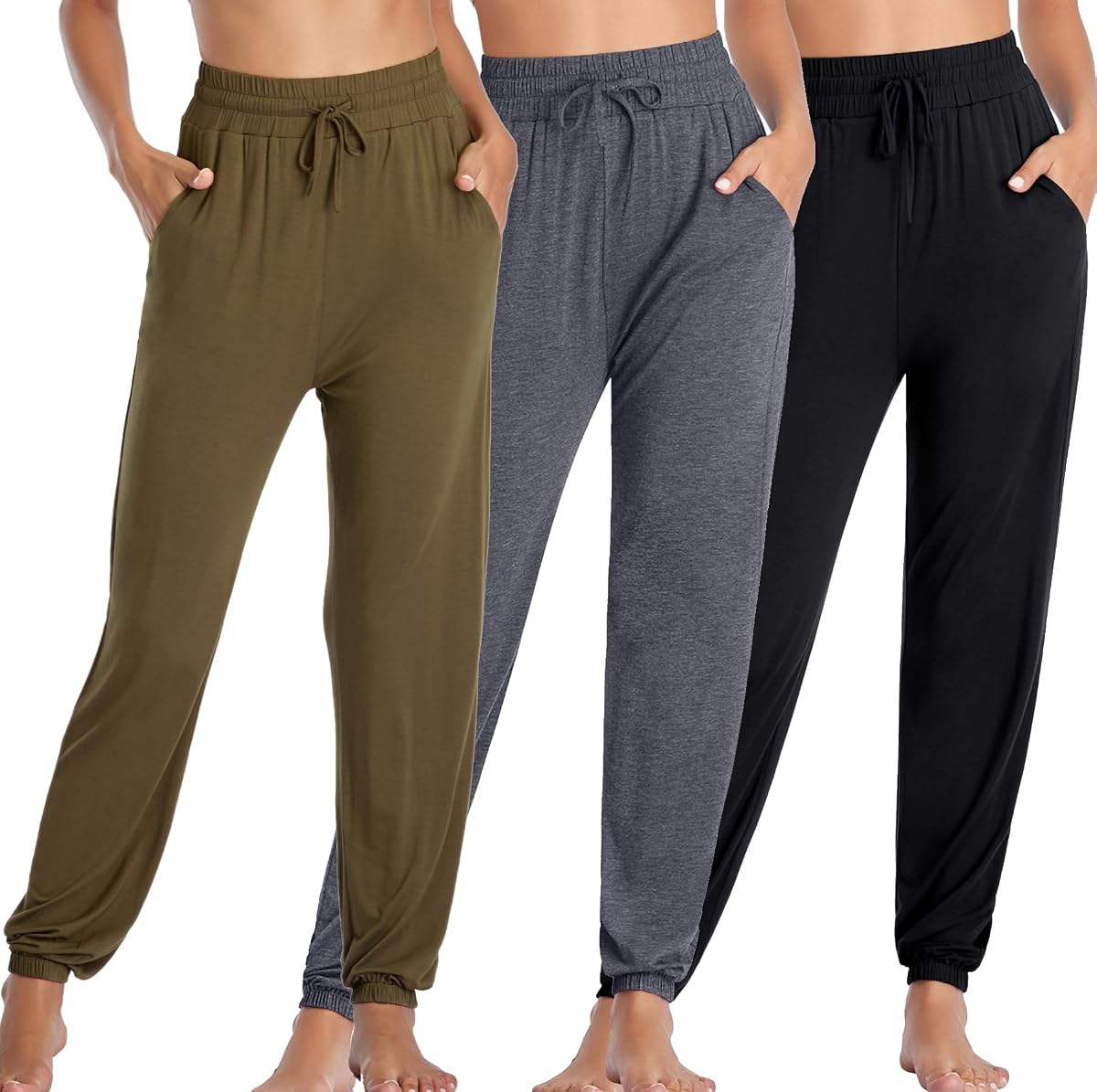 Envlon Women's Yoga Pants with Pockets Comfy Stretch Loose Wide Leg Casual Pants Breathable Running Workout Lounge Pants