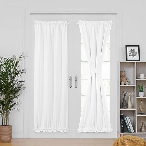 Miniatura 100 de Deconovo Cortina opaca de Navidad para puertas de vidrio y luces laterales, panel de privacidad con aislamiento térmico con doble bolsillo para