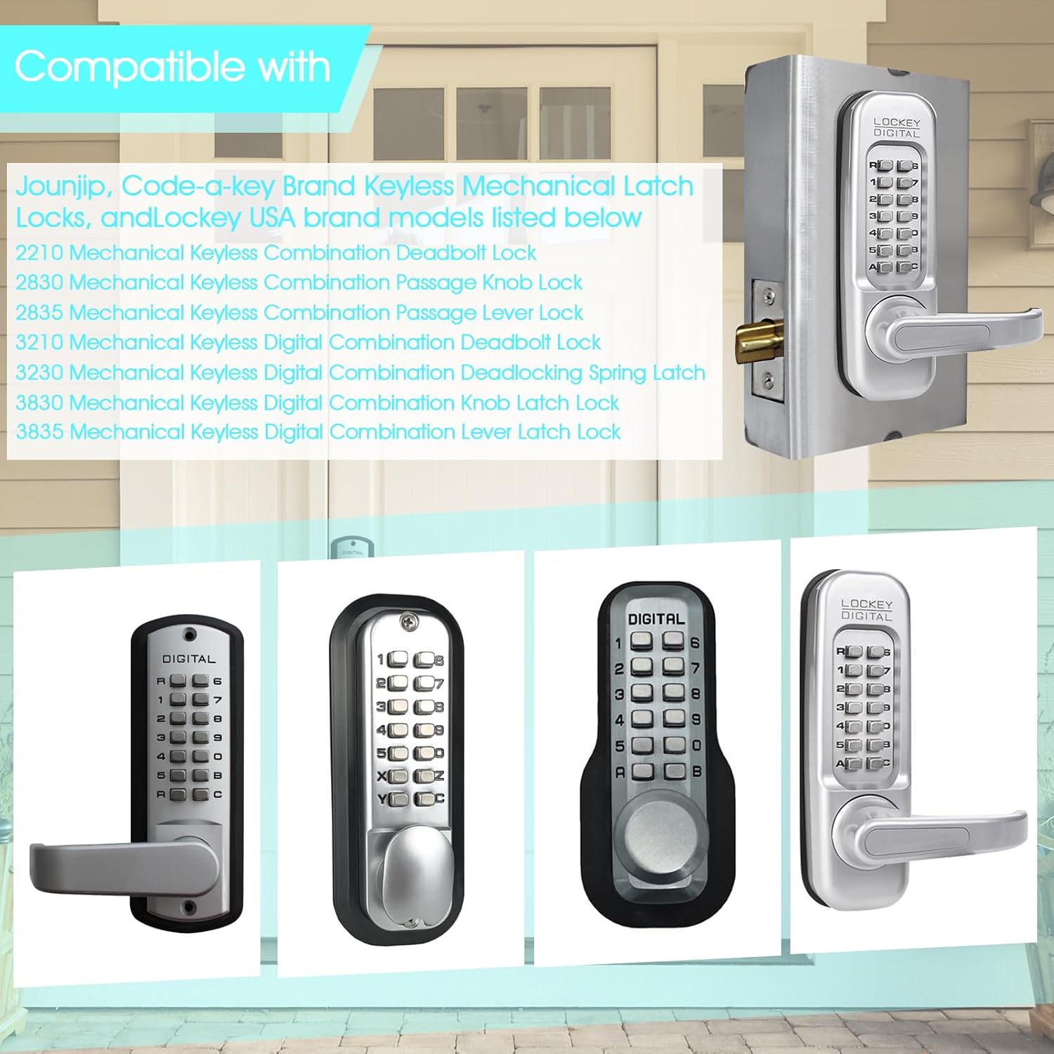 GB2020 Gate Lock Box for Double Keypad Mechanical Combination Lock,Steel Gate Box GB2020 for Jounjip,Code-a-Key,Digital,Lockey USA Locks - for Metal Gates & Fence (NOT Aluminum),2 3/8"(60mm) Backset