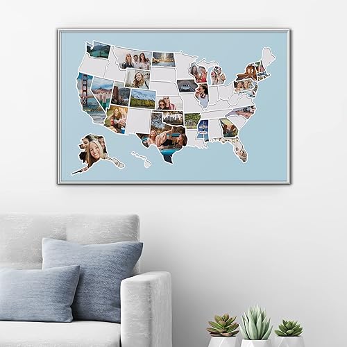 Miniatura 4 de 1DEA.me Mapa fotográfico de Estados Unidos - Mapa de viaje de 50 estados - 24 x 36 pulgadas - Incluye un creador de fotos seguro - Fácil de usar,