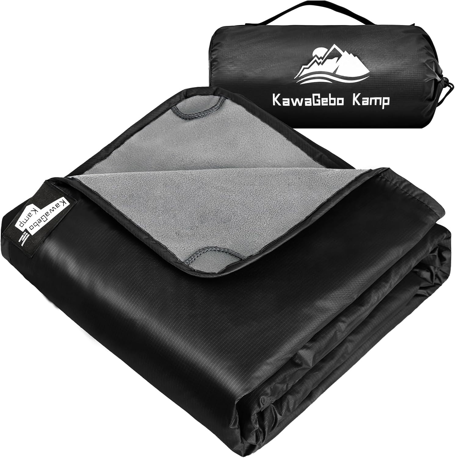 Fleece Waterproof Outdoor Blanket - Windproof Stadium Blanket for Camping, Picnics, and Sports Stay Dry and Comfortable 80"x 58"(Black)