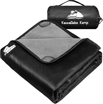 Large Waterproof Outdoor Picnic Blanket 80"x 58" | Windproof Lightweight Stadium Blanket, Packable, Stay Dry and Comfortable for Camping, Sports, Travel - Black