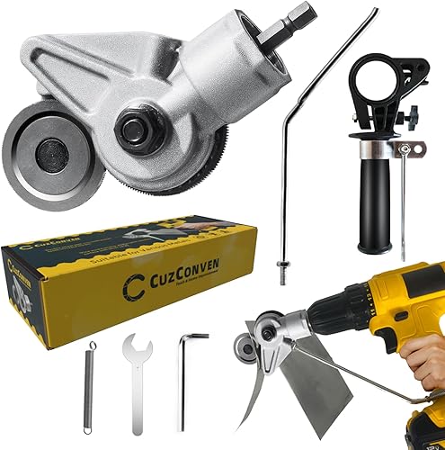 CuzConven Cortador de placa de taladro eléctrico, accesorio de taladro de chapa metálica 2024, cortador de chapa para varios materiales de metales