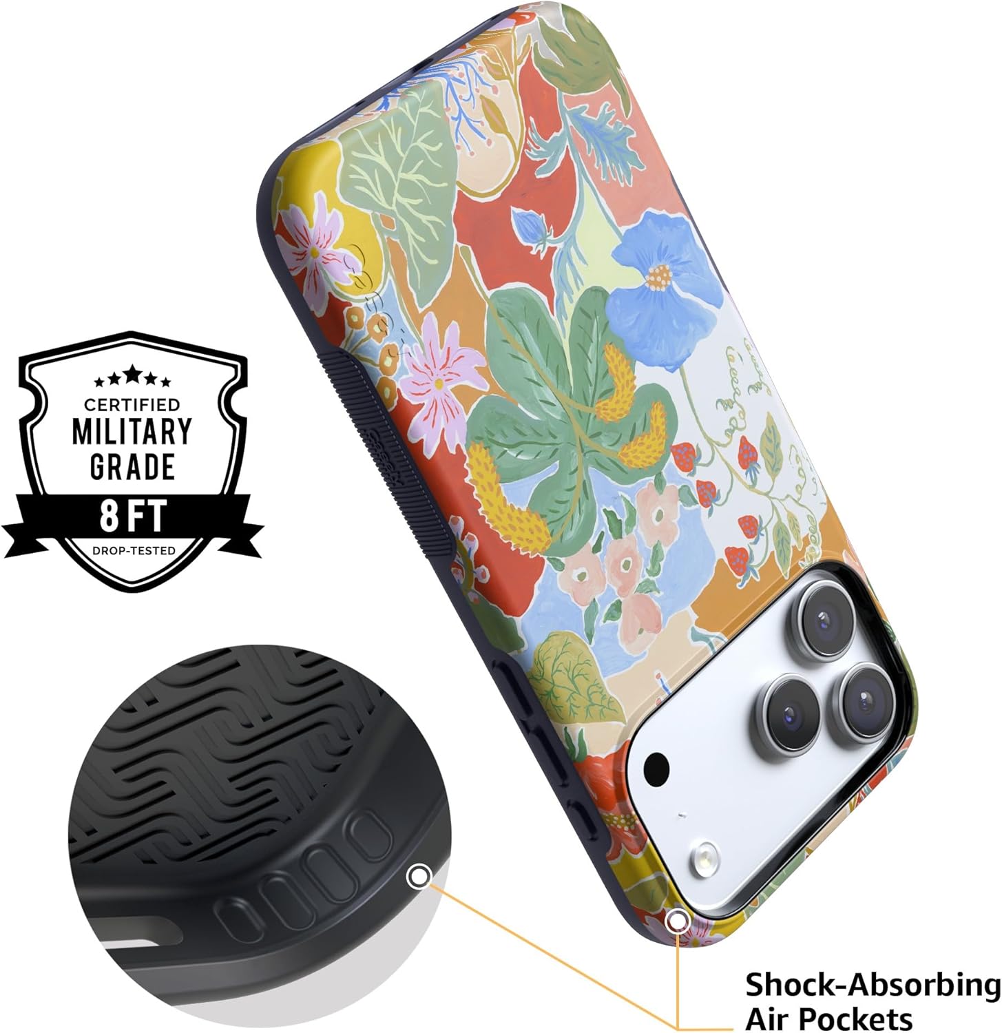 Casely iPhone 17 Pro Max Case | Botanical Blooms | Floral Patchwork | Bold Protective Design | Compatible with MagSafe