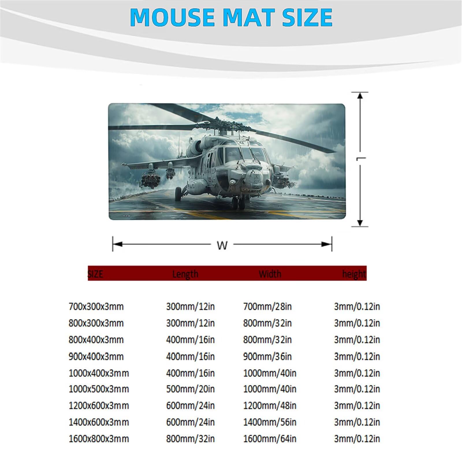 Podkładka pod mysz xxl 1000 x 500 x 3 mm helikoptery biurko mata do gier mata biurkowa do gier szyte krawędzie trwała i wodoodporna konstrukcja z antypoślizgową gumową podstawą do bezprzewodowej myszy