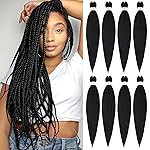 Pre-stretched Braids Hair 26 Inch 8 Packs Professional Itch Free Hot Water Setting Synthetic Fiber Ombre Yaki Texture Braid Hair Extensions 1B