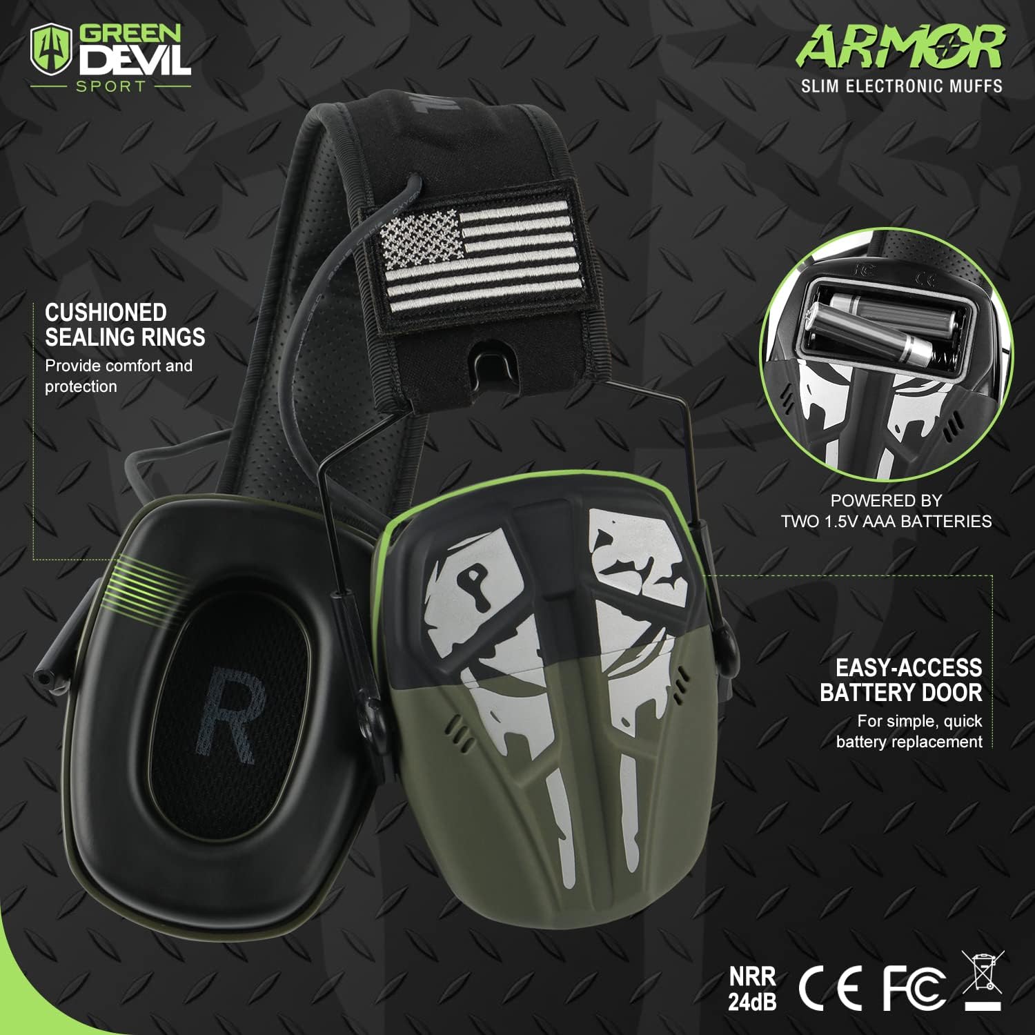 GREEN DEVIL Shooting Ear Protection Electronic Noise Reduction Hearing Protection Ear muffs Headphones For Gun Range Hunting