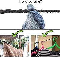 Vista 3 de Tri-Braided Cord Clothes Line, Clothes Drying Rope Portable Travel Clothesline for Indoor Outdoor Laundry , Windproof Clothes Line, Hanger for