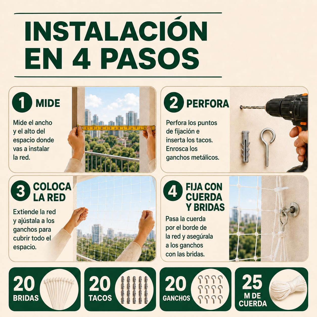 Red para Gatos Terraza Transparente 3x8m – Malla Protectora Balcón y Ventanas | Red Seguridad Gatos con Kit Fijación, Ganchos, Cuerda y Juguete | Resistente UV