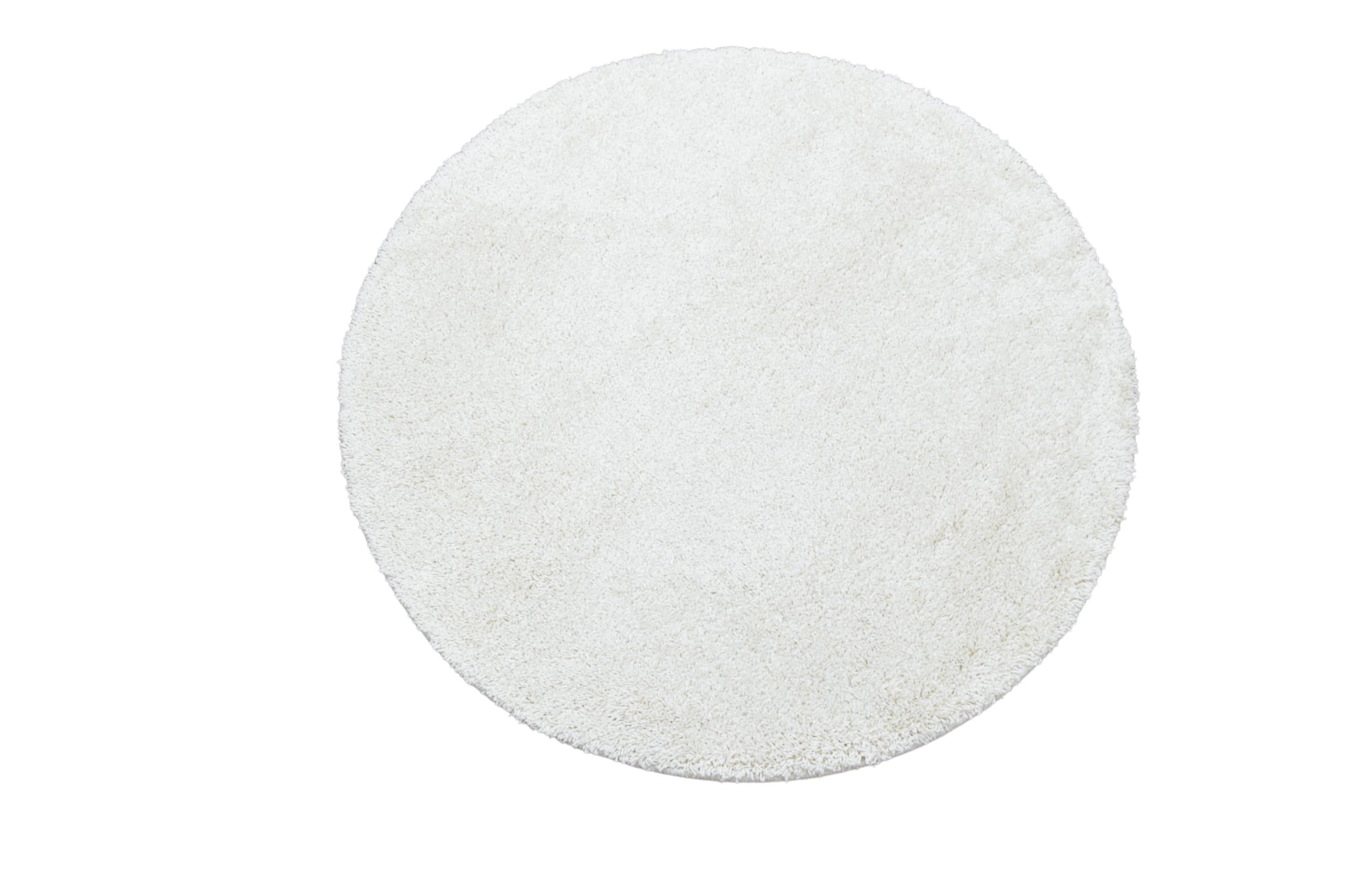SrS Rugs® Round Shaggy Rug – Circle Mat Soft Thick Pile Non Slip Washable (Cream, 100cm)