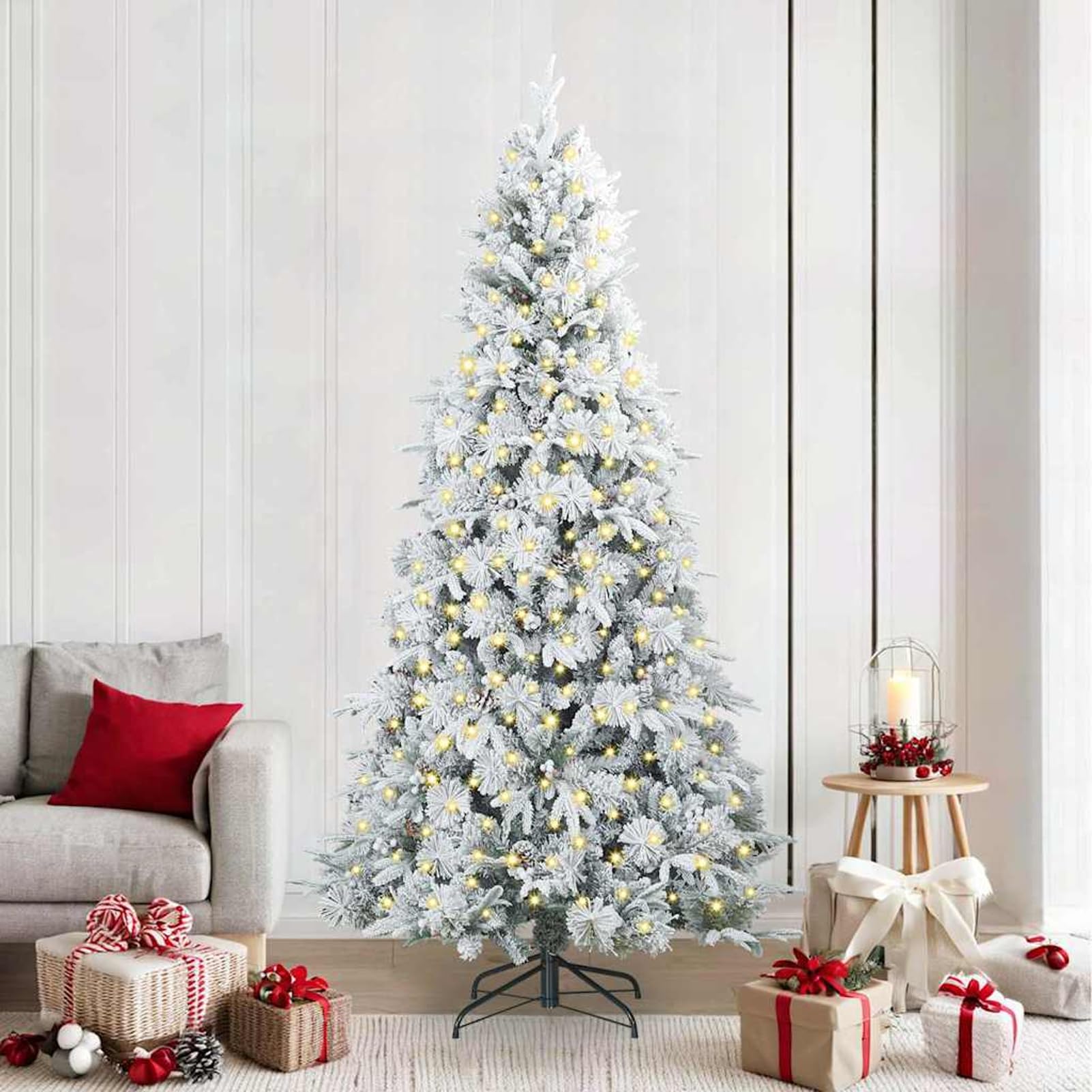 Tidyard Árbol de Navidad Moderno Cono 240cm LED Blanco Cálido USB Interior/Exterior Modelo YFXQY-3397506ES