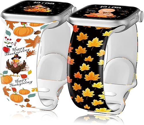 Miniatura 7 de Paquete de 4 correas de Navidad y Halloween para Apple Watch de 1.496 in 1.575 in 1.614 in 1.654 in 1.732 in 1.772 in 1.929 in, correa de silicona