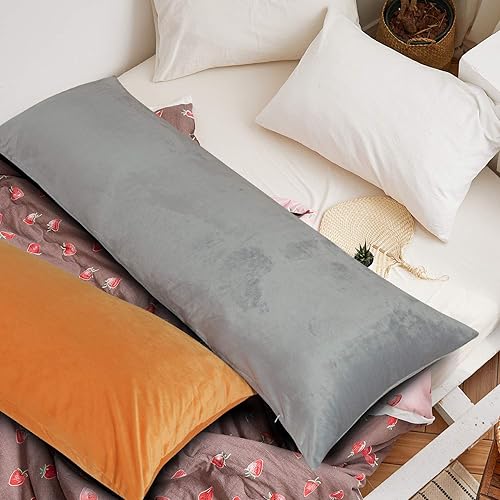 Miniatura 2 de NTBAY 1 paquete de funda de almohada corporal de terciopelo con cremallera, súper suave y acogedora, funda de almohada larga de franela mullida de