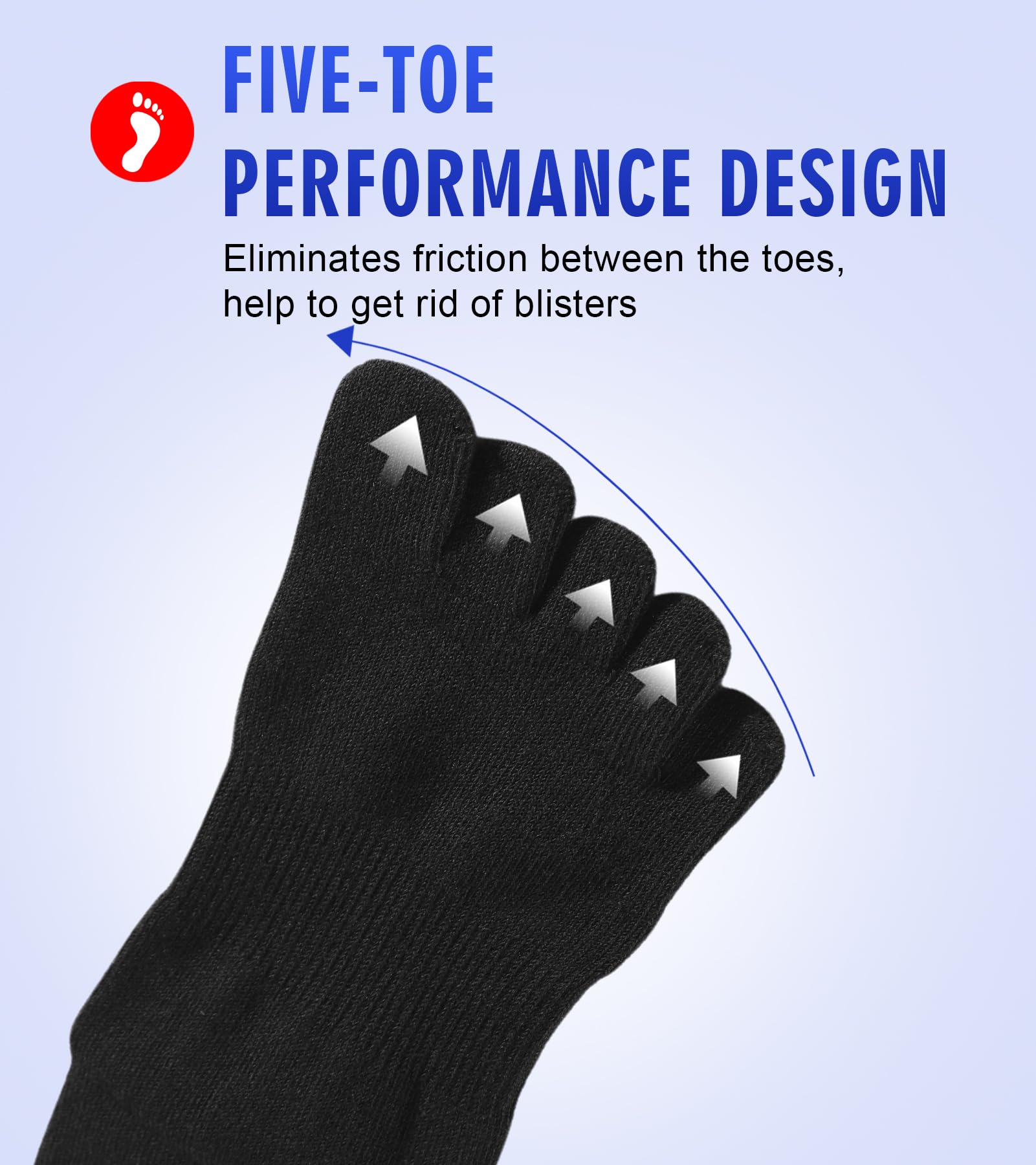 Coolmax - Calcetines de punta para mujeres y hombres, invisibles de corte bajo, alto rendimiento, 5 dedos, para correr, atlético, paquete de 3