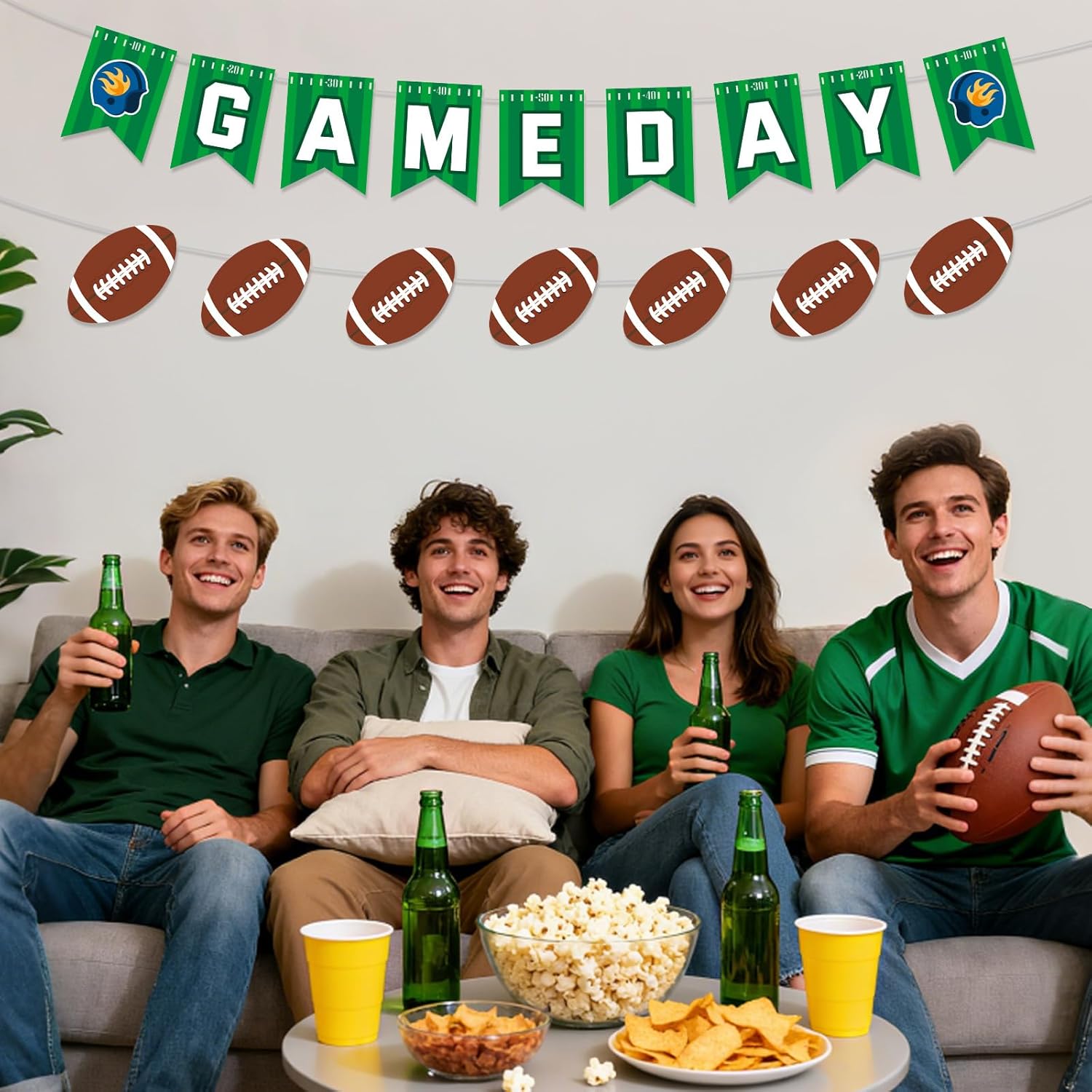 Pre-Strung Football Party Banner, Gameday Bunting Banner Sports Themed Birthday Decorations Ready to Hang Party Supplies for Kids Adults - Image 7