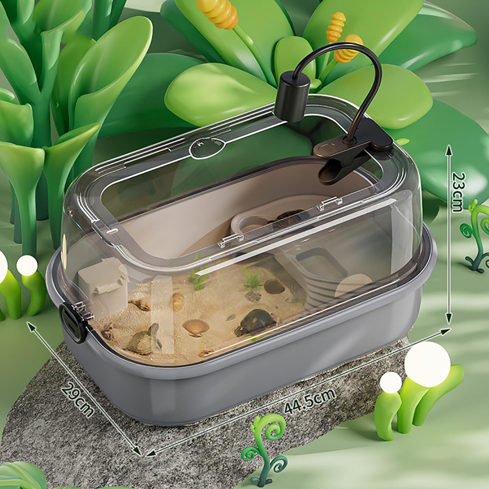 Acuario Para Tortugas Pequeñas, Kit De Inicio Para Hábitat De Tortugas Con Diseño De Separación De 3 Capas, Material De PP Ligero Y Resistente, Fácil De Cambiar El Agua, Para Tortugas Marinas