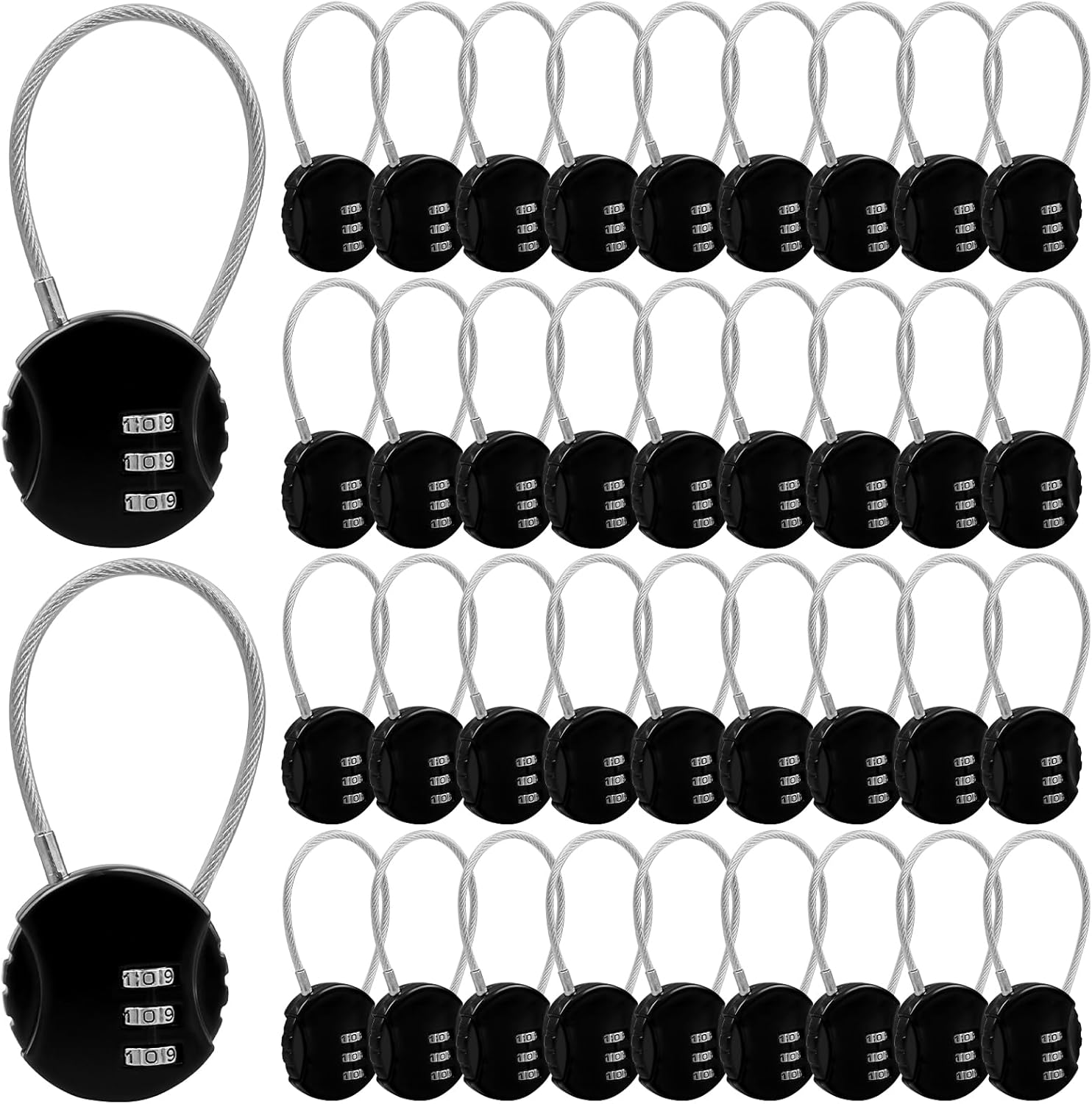 36 Pack 3-Digit Combination Lock Waterproof Padlock Outdoor Mini Wire Rope Resettable Combo Lock for Backpacks,Trolley Cases,Gym Lockers,Suitcase Storage,Fence