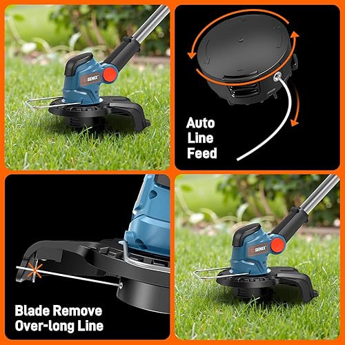Miniatura 2 de SENIX X2 Wacker inalámbrico de 20 voltios máximos* para malezas, recortadora de césped y bordeadora, eje dividido desmontable, ancho máximo de corte