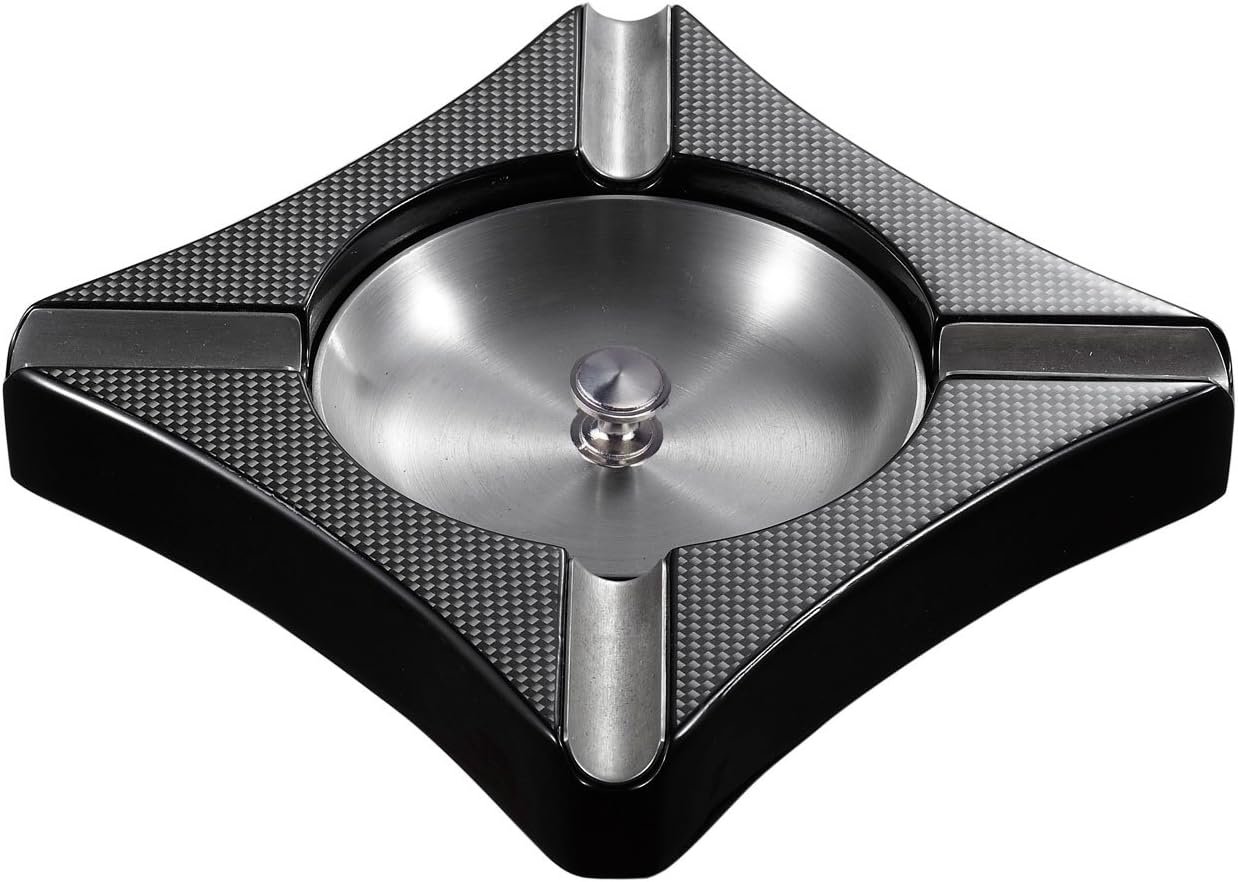 Visol Fuego Carbon Fiber Patterned Wooden Cigar Ashtray