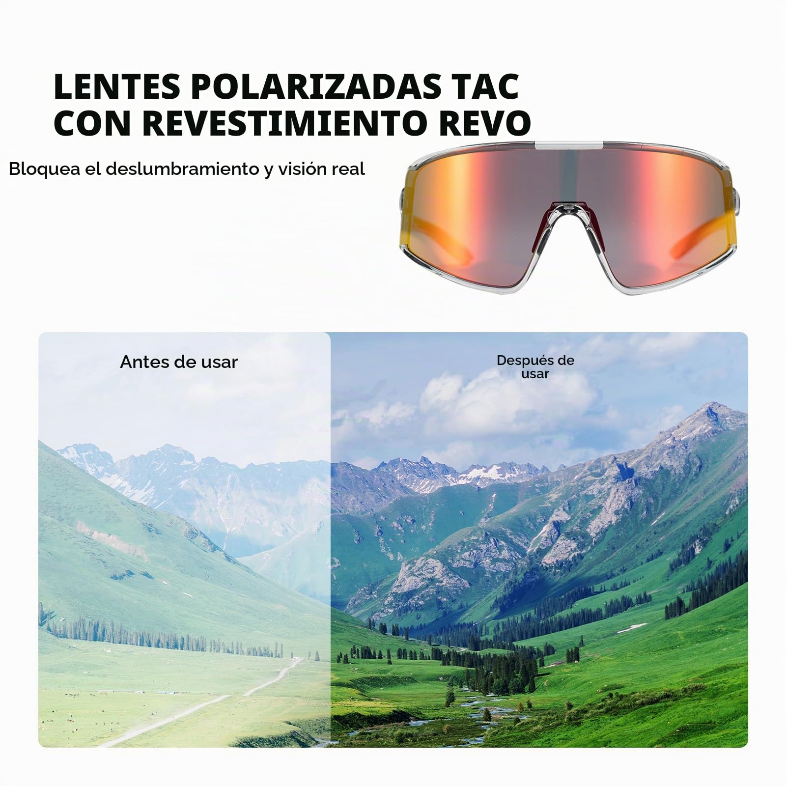 ROCKBROS Gafas de Ciclismo, Gafas Polarizadas Outdoor para Hombre y Mujer, Anteojos Deportivos para Bicicleta Carretera MTB