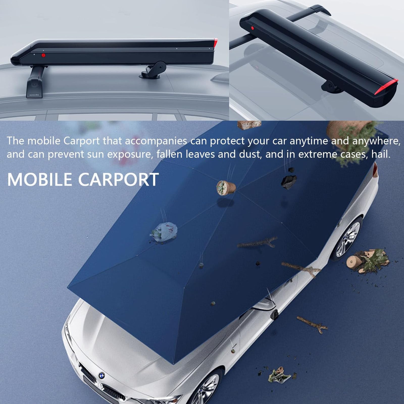 Tienda De CampañA Para Techo De Coche | Tienda De CampañA Plegable Para Coche | Cochera MóVil De La Tienda Del Coche De Los 380x270cm 5000mah | Con La Barra Del Equipaje/Control Remoto,Blue