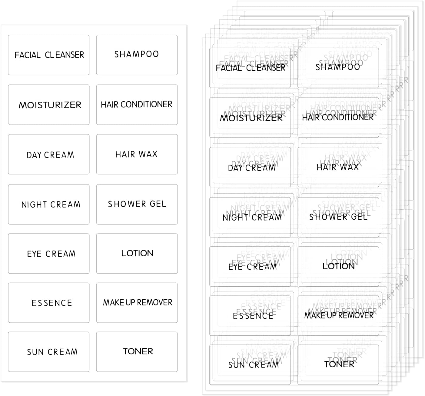 ONLYKXY 140pcs Clear Bathroom Beauty Organization Labels Waterproof Refillable Bottle Stickers Skin Care Product Sub-Bottling Label Shampoo Body wash Dispenser Sticker,Lotion Cream Toner Makeup Label