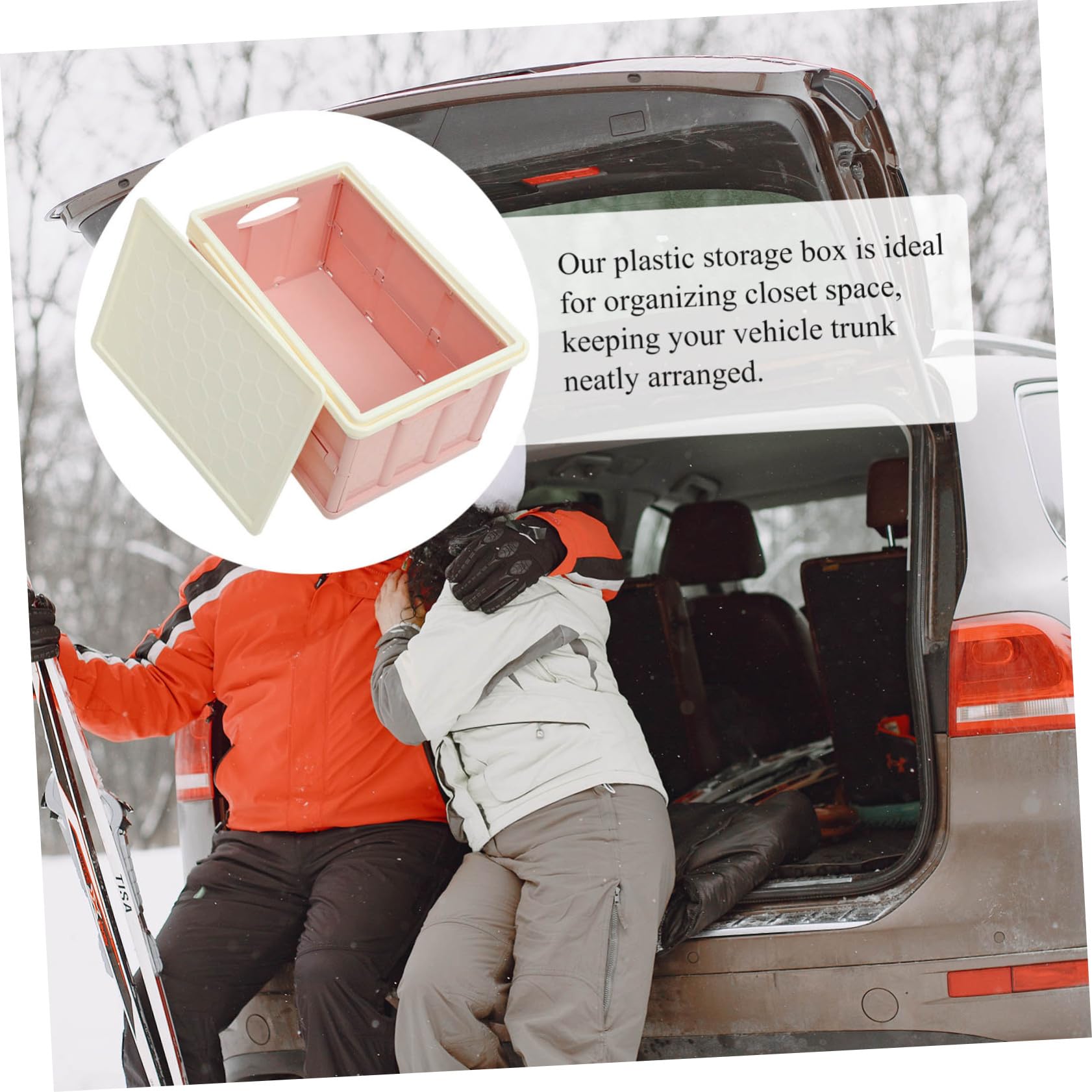 Caisse de Rangement Pliable à Roulettes, Grand Modèle en Plastique Rose