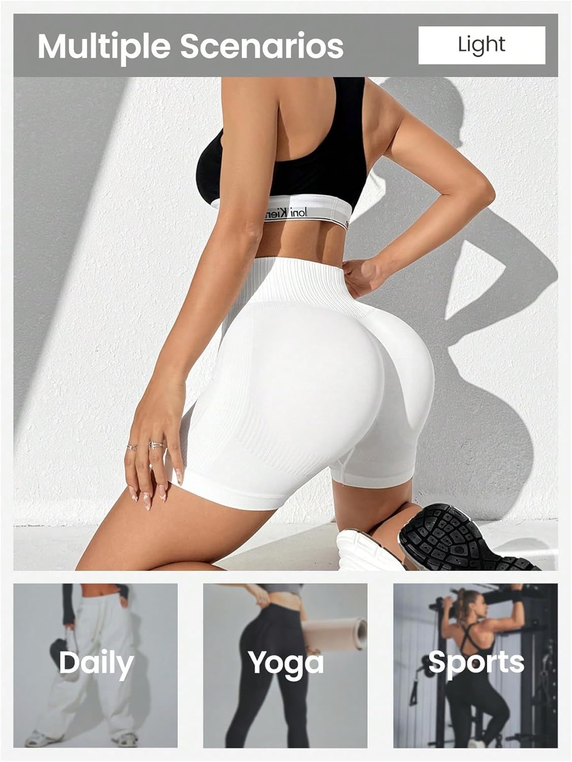 OYOANGLE Women's High Waisted Biker Shorts Seamless Textured Workout Gym Yoga Running Shorts - Image 4