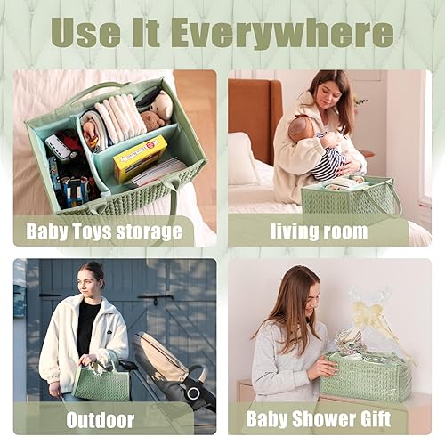 Miniatura 2 de MOMINSIDE Organizador de pañales para bebé, cesta de bebé, almacenamiento de guardería, mesa cambiadora portátil, organizador de auto para niñas y