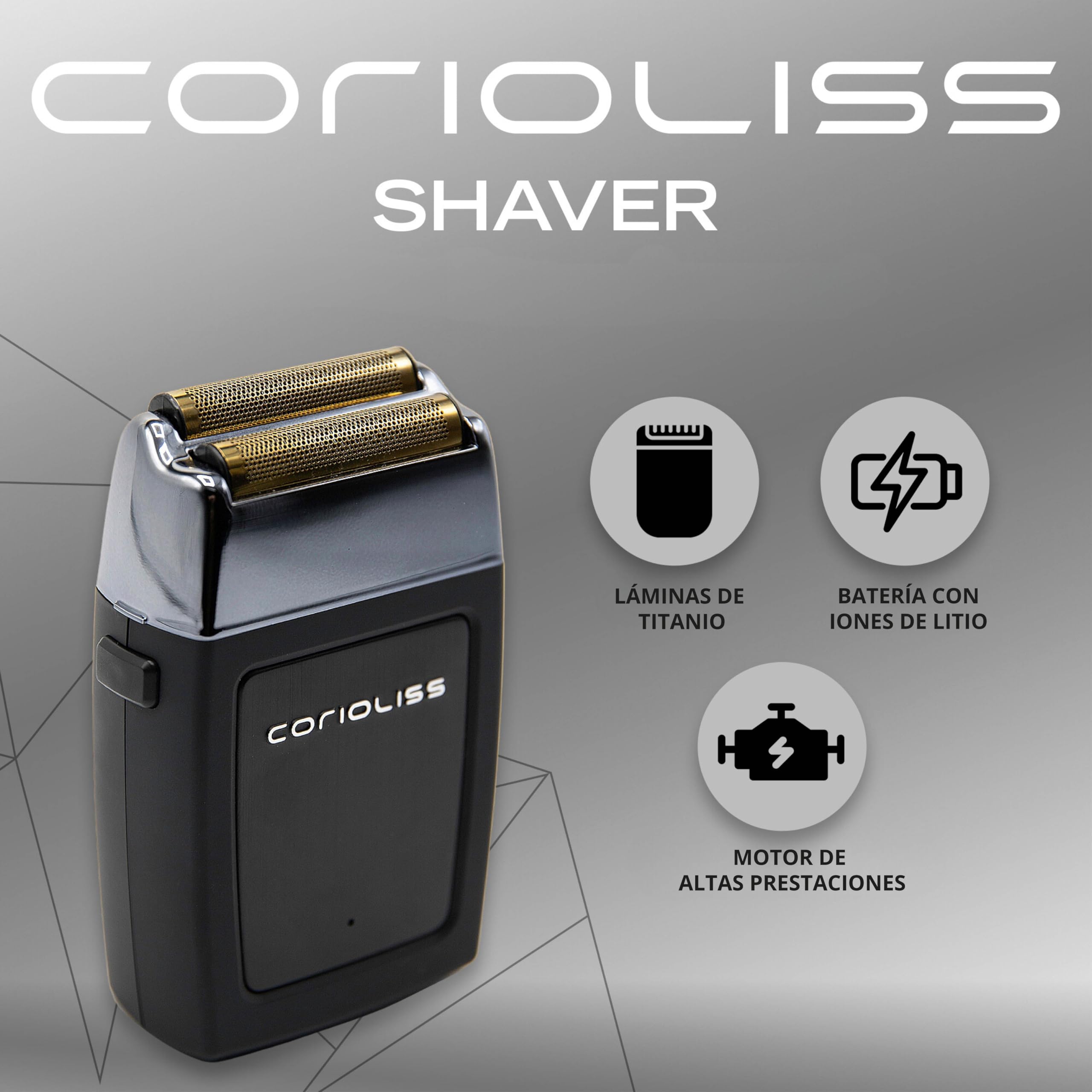 Corioliss The Shaver | Afeitadora Electrica Profesional | Láminas Titanio | Afeitado Preciso Hombre | Barba y Cabeza | Recargable | Batería 1,5 horas uso