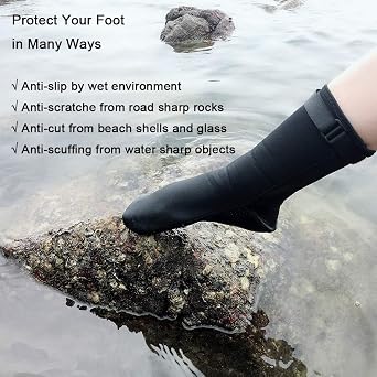 Water Neoprene Booties 3mm Dive Socks Anti-Slip Scuba Surf Fin Booties for Aldut Kids Beach Activity & Water Sports