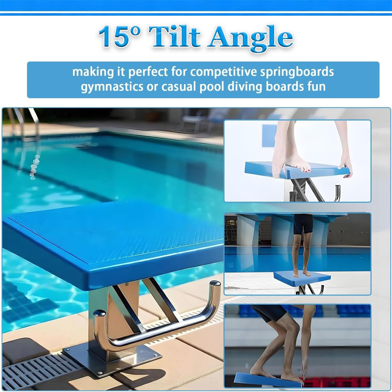 Bloque de arranque de piscina, plataforma de buceo antideslizante para competición y entrenamiento, soporta 660 libras, instalación directa en la piscina