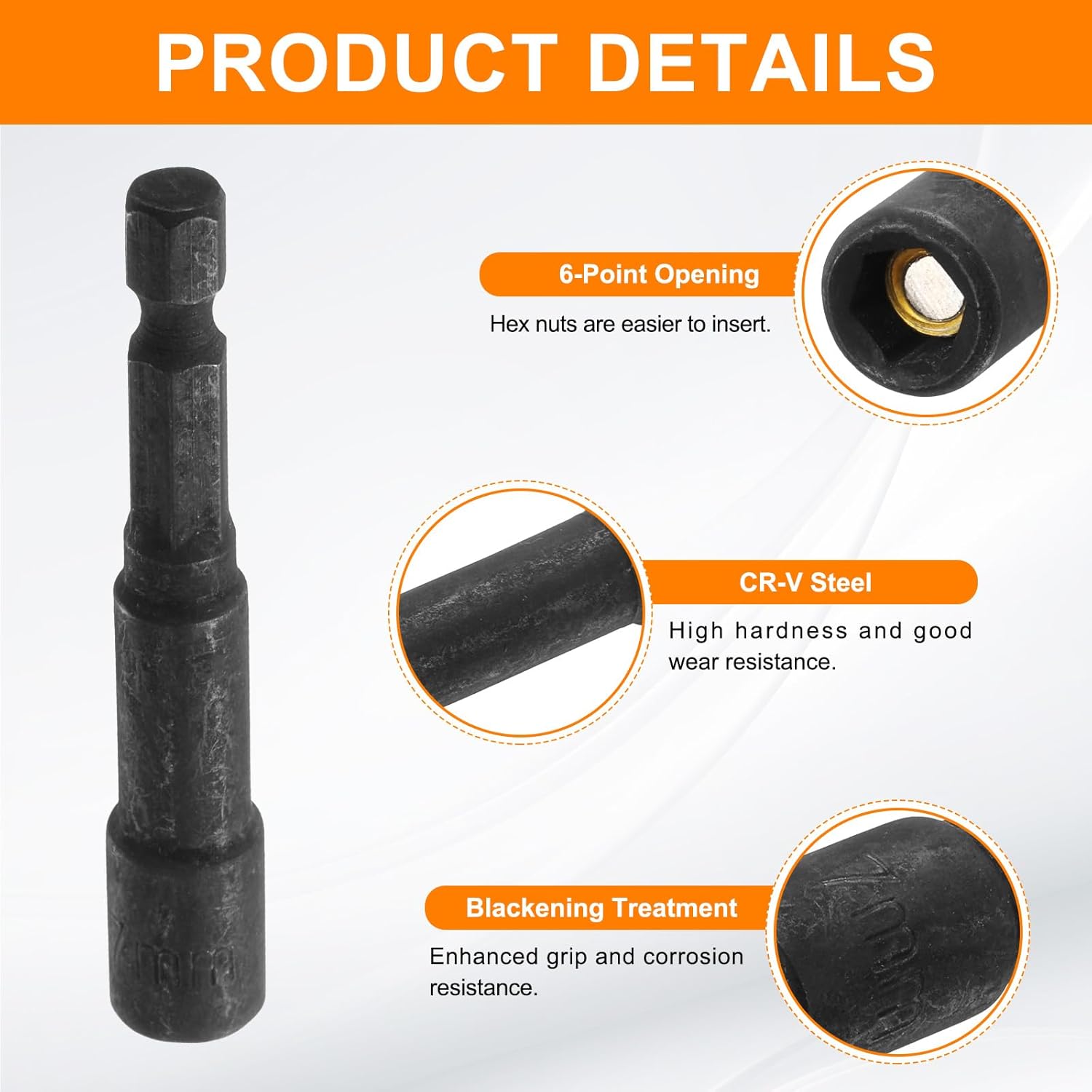 HARFINGTON Magnetic Nut Driver 7mm Hex Drive Socket CR-V Steel Power Screw Drill Bits Socket Wrench Tools with 1/4" Quick Change Hex Shank for Power Drills Impact Drivers, Black