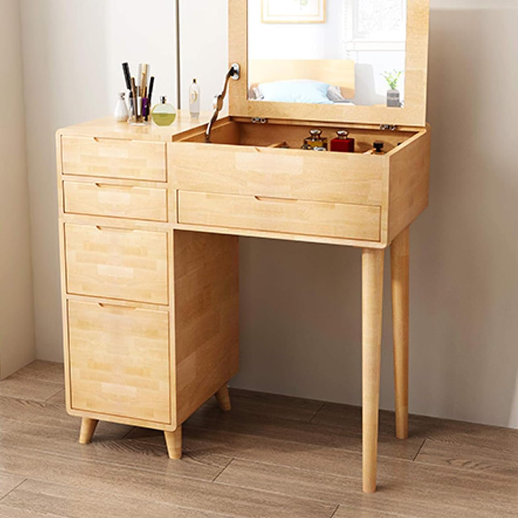 Gambe per mobili, in Legno massello 4 Pezzi, dritte, coniche, di Ricambio per Tavolo con Piastre di Montaggio e Viti, per Poltrona, Tavolo, Divano, Letto (70 cm/28 Pollici)