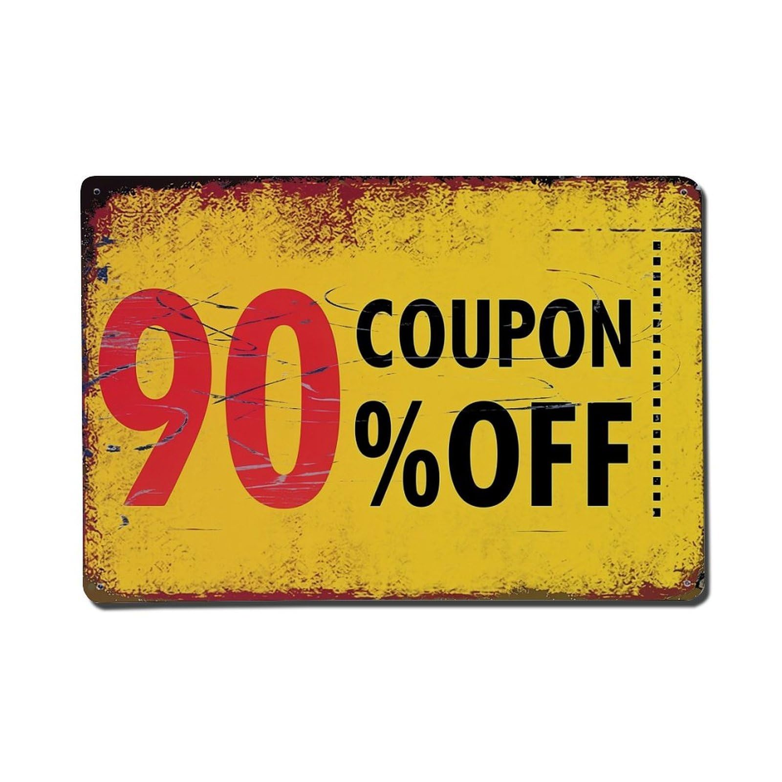 Nestemfo Vintage Ninety Percent Off Coupon Print Tin Sign Metal Sign, Living Room,Bar, Home, Bedroom Wall Decor,Retro Metal Poster 8X12 Inches