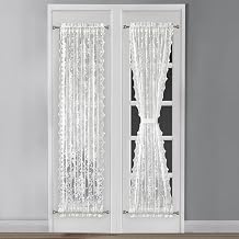 ASATEX 30 x 72 Inch Ivory Lace French Door Curtains. LUF Ivory 30x72
