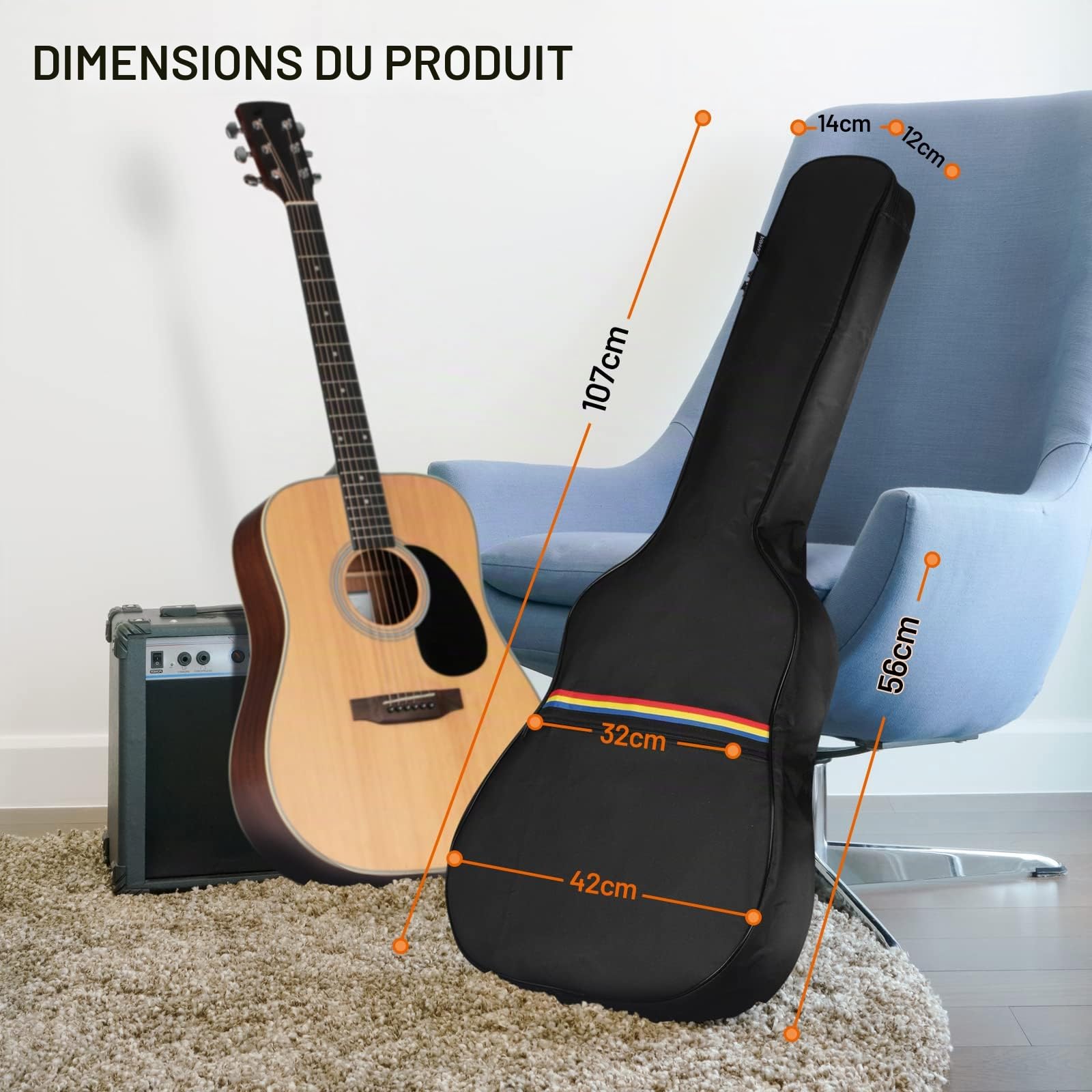 CAHAYA Housse de Guitare Acoustique - Sac à Dos rembourré imperméable - Sac à Dos épais pour Guitares de 39 à 40 à 41 Pouces