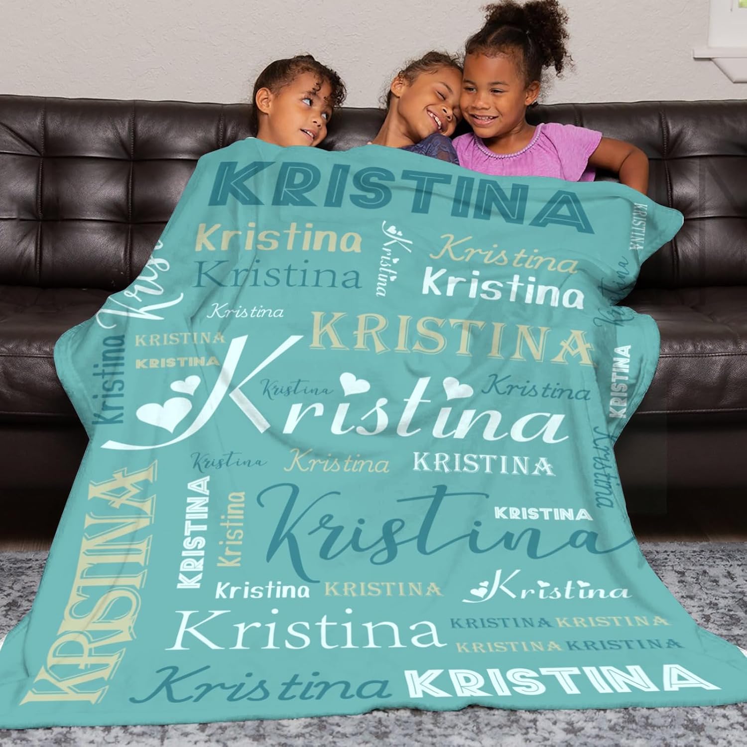 Dr.TOUGH Personalized Blankets for Kids Adult Custom Blanket with Name Customized Monogrammed Flannel Throw Personalized Name Blanket for Christmas Birthday Gifts