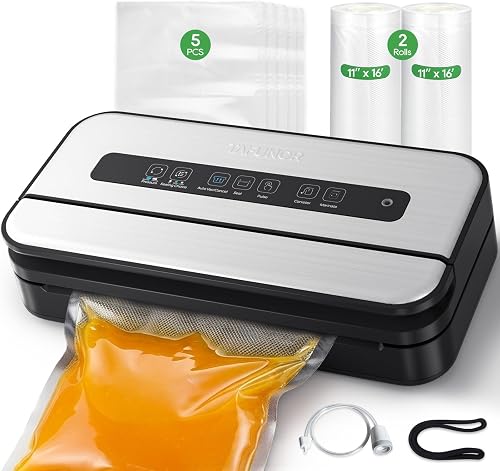 Vacuum Sealer Machine, 90Kpa Food Vacuum Sealer Machine Preservation Dry/Moist/Liquid Modes, LED Indicator Light, Handle Locked Design, Includes 2Roll + 5 Bags
