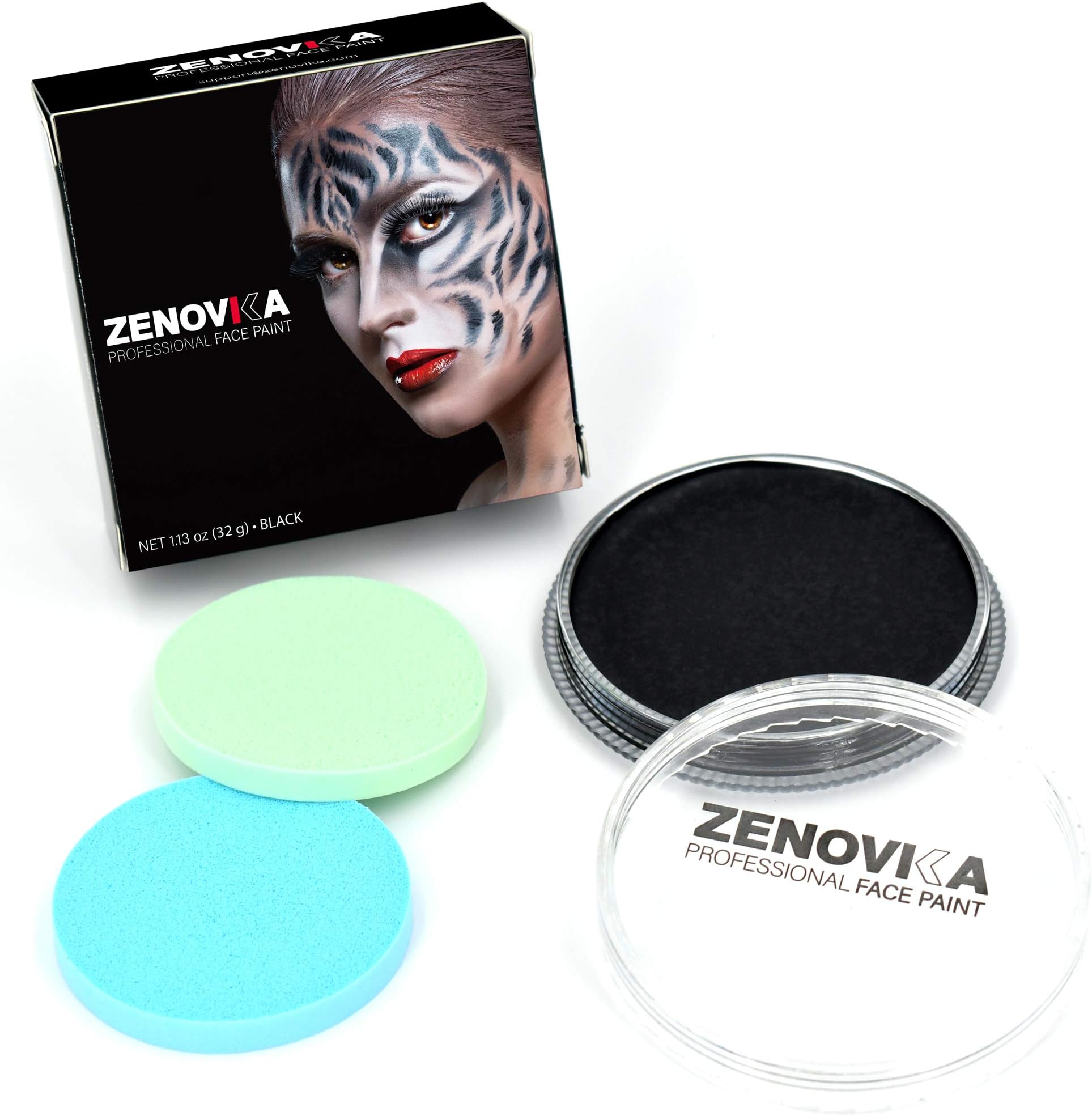Black Face Paint Kit, Large Water Based Paints, Halloween Makeup Kit, Professional Face Paint, Face Paints Safe for Sensitive Skin (Black Body Paint 32g /1.13oz) (Black Face Paint)