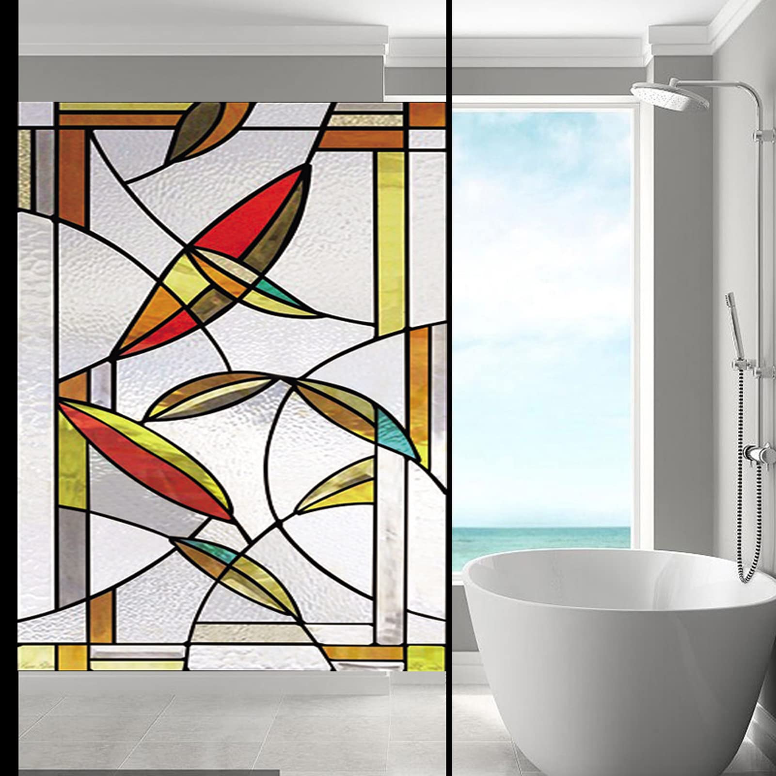 Siunwdiy Church Colorful Privacy Window Film No Glue Window Cling Static Cling Glass Window Film Sliding Door Bathroom Static Cling Stickers Home Décor,Opaque A,45x60cm