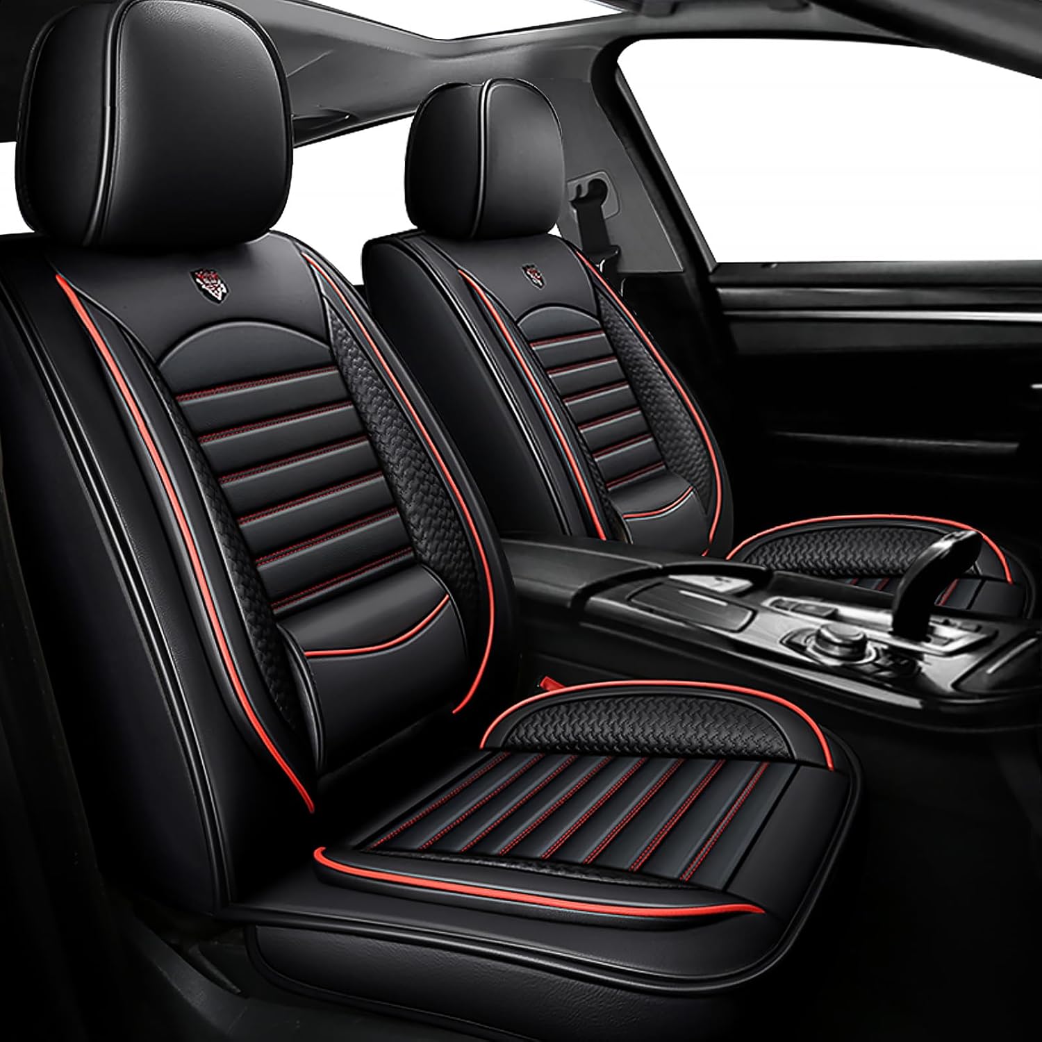 Luxury Custom Fit PU Leather Seat Covers for Ford F150, Tesla, Toyota, and SUVs – Waterproof Full Set, Airbag Compatible, 360° Wrap Design