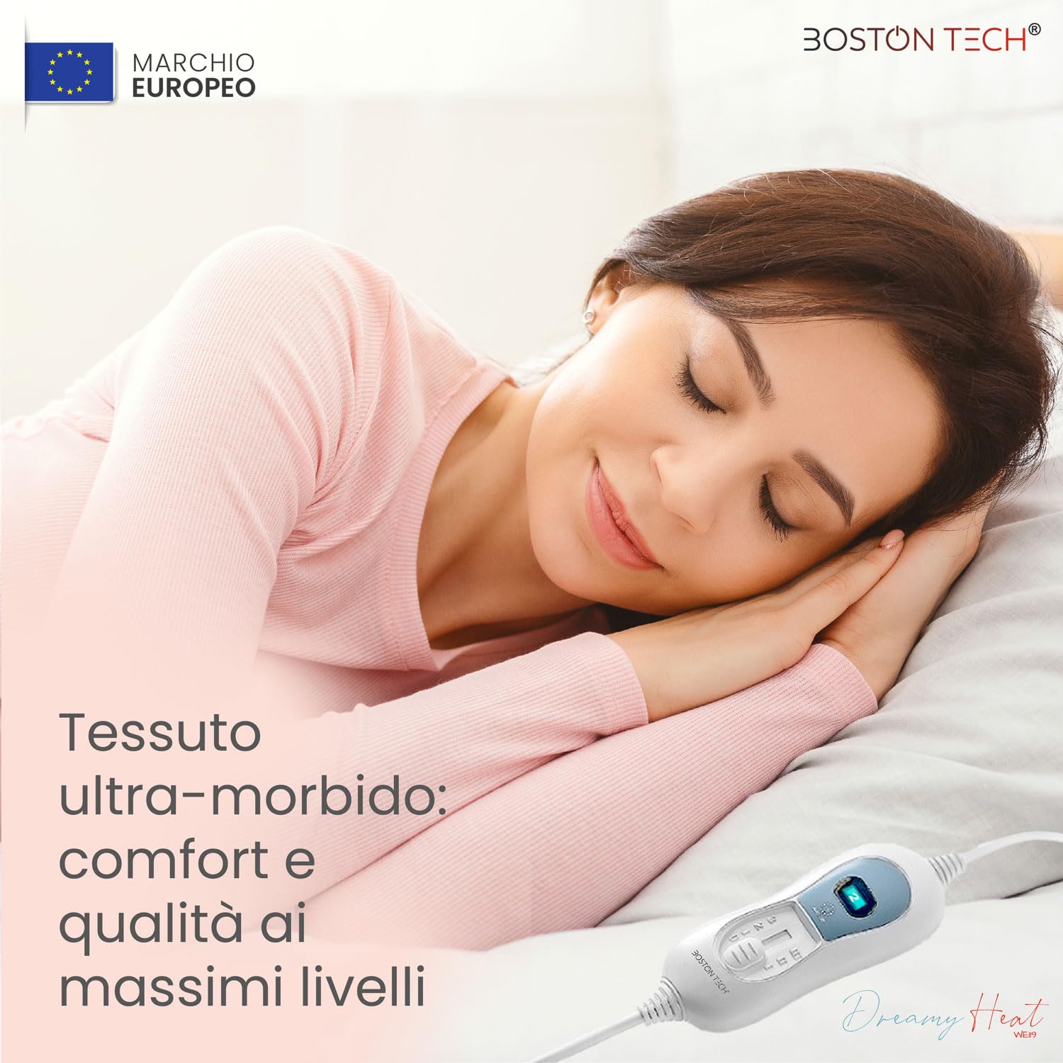 Scaldaletto Elettrico DreamyHeat | Microfibra Morbida 150x80 cm + Facile Fissaggio al Materasso | 3 Livelli di Temperatura + Riscaldamento Rapido + Spegnimento Automatico | Lavabile in Lavatrice