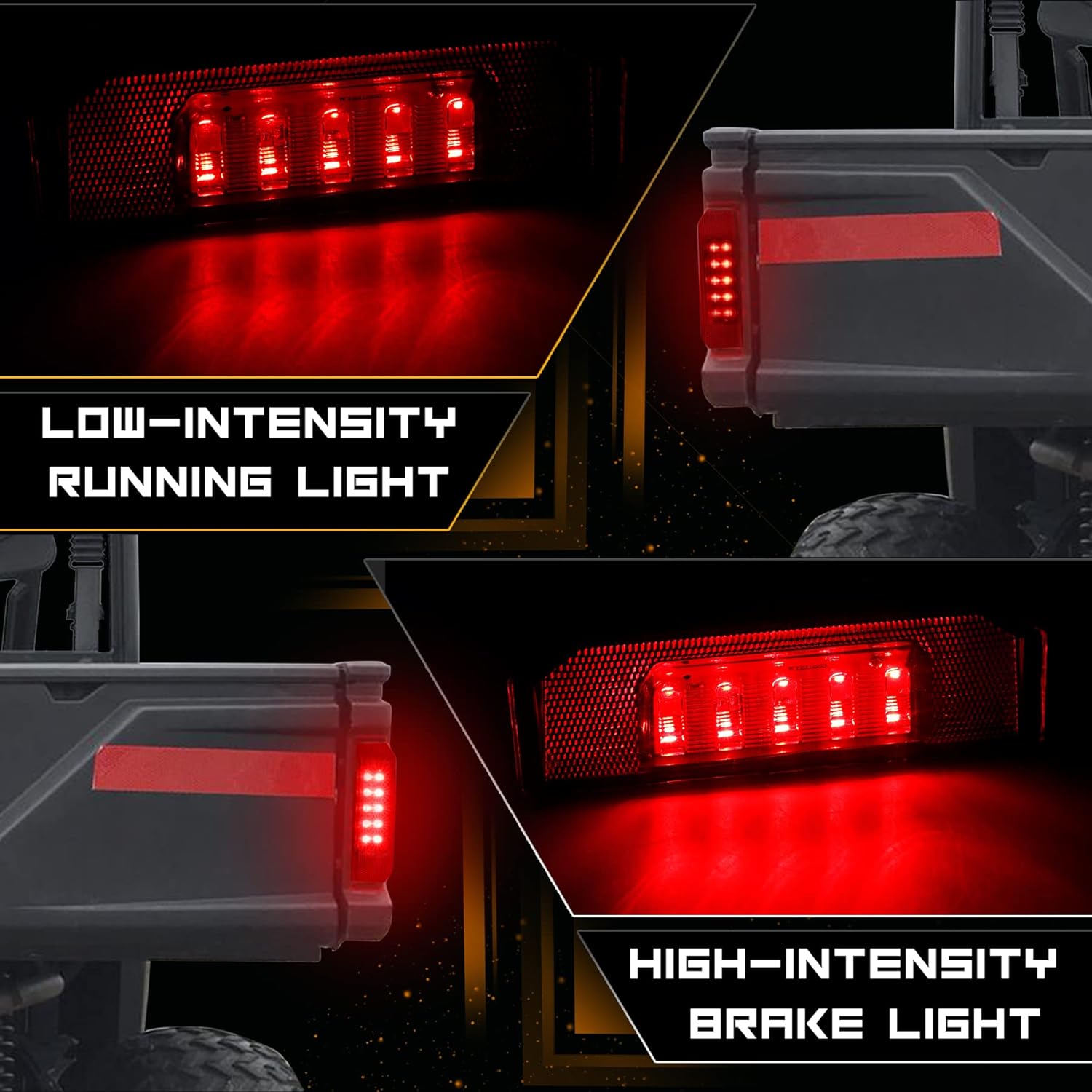 QUASCO UTV Brake Tail Lights Red Lens LED Taillights Compatible with Polaris Ranger 570 900 1000 4000G 4000D, Brutus 2013-2016, Replace OEM # 2412774